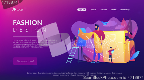 Image of Fashion design concept landing page.