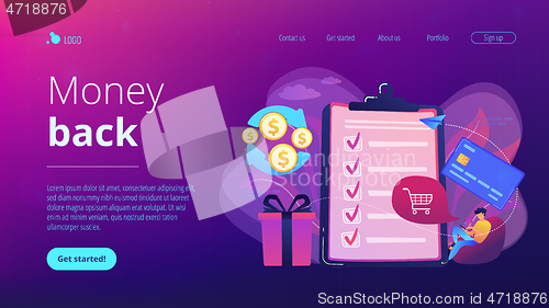 Image of Cash back concept landing page.