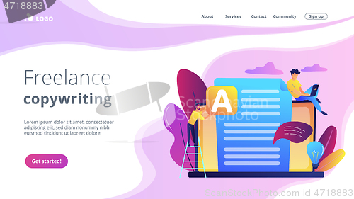 Image of Copywriting concept landing page.