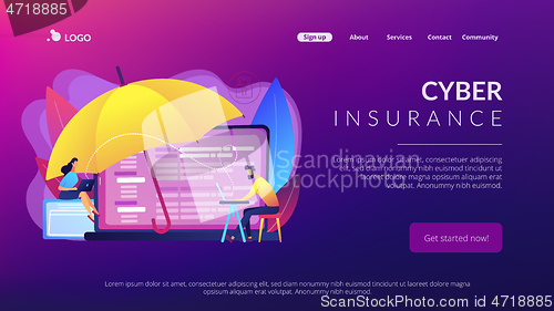 Image of Cyber insurance concept landing page.