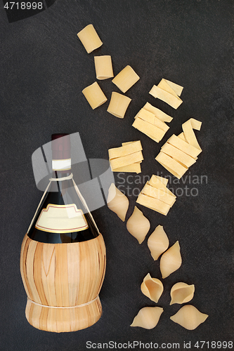 Image of Traditional Italian Red Wine and Pasta