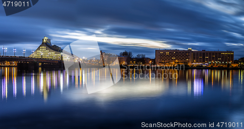 Image of Riga skyline with water reflections