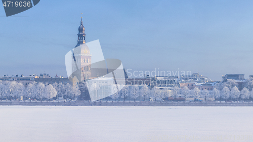 Image of Winter skyline of Latvian capital Riga Old town