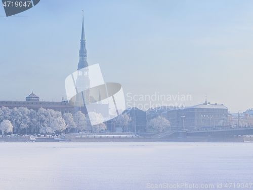 Image of Winter skyline of Latvian capital Riga Old town