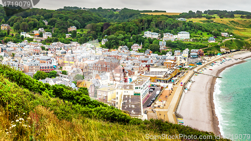 Image of Panorama of natural chalk cliffs of Etretat