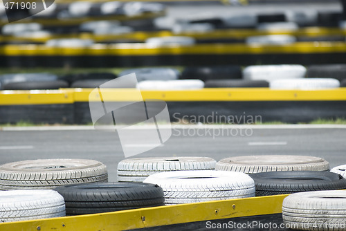 Image of Old tyres at a race track