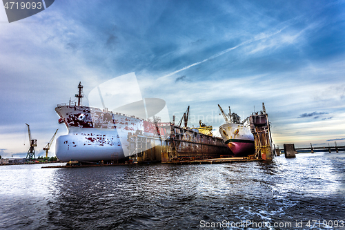 Image of Two ships in dry repair dock