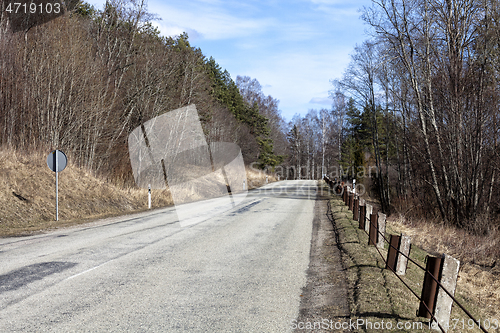 Image of Empty country road in early spring