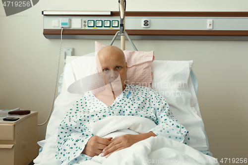 Image of woman patient with cancer in hospital