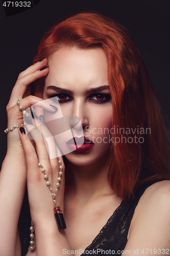 Image of Beautiful vampire young woman