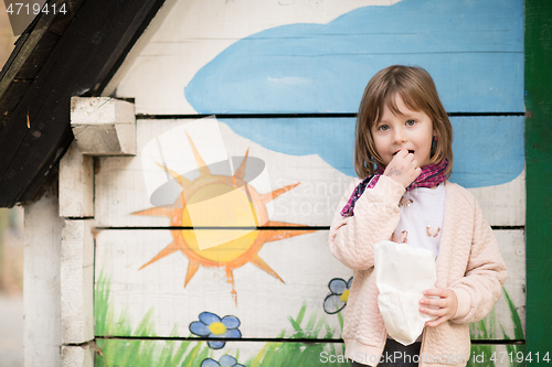 Image of cute little girl  having fun in playground