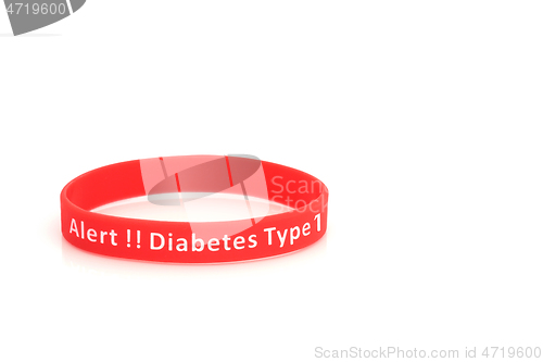 Image of Diabetes Type 1 Alert Wristband in Red