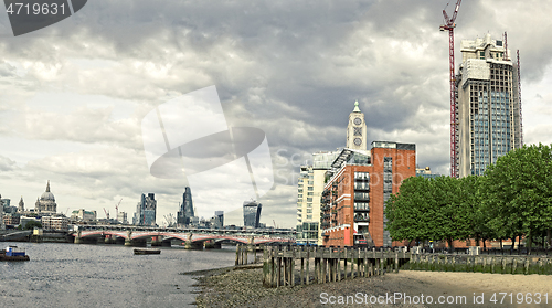 Image of Skyline of City of London with Blackfriars Bridge