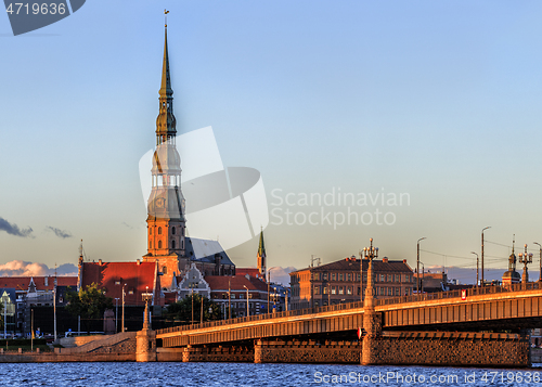 Image of Riga Old Town during sunset time