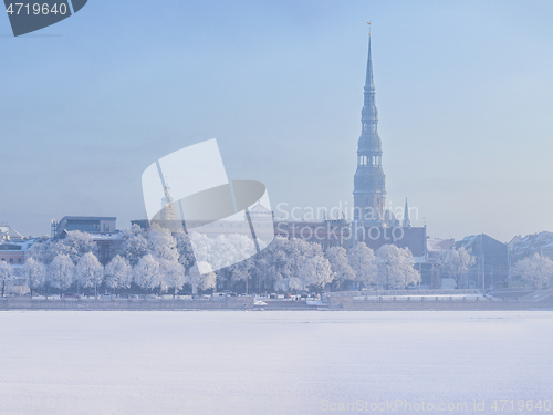 Image of Winter skyline of Latvian capital Riga Old town