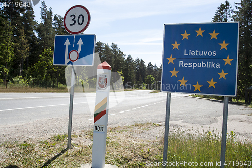 Image of Lithuania country border sign