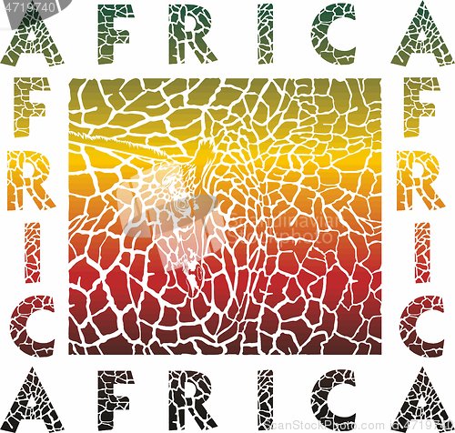 Image of Colorful Background giraffe and text Africa