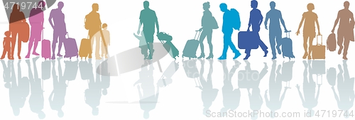 Image of Group of tourists with luggage