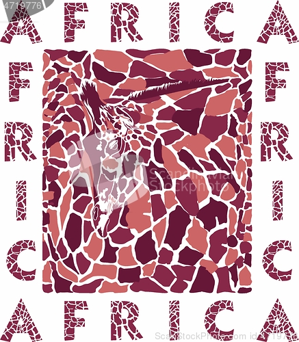 Image of Stylized texture of a giraffe head, skin and text