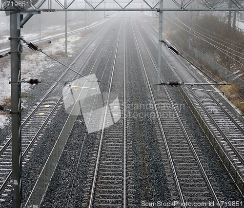 Image of view of the rows of railway rails