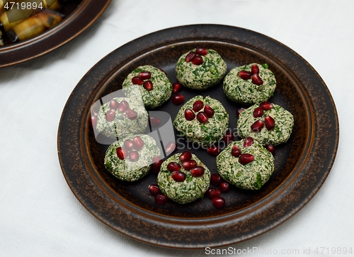 Image of pkhali is a traditional Georgian dish of chopped and minced vege