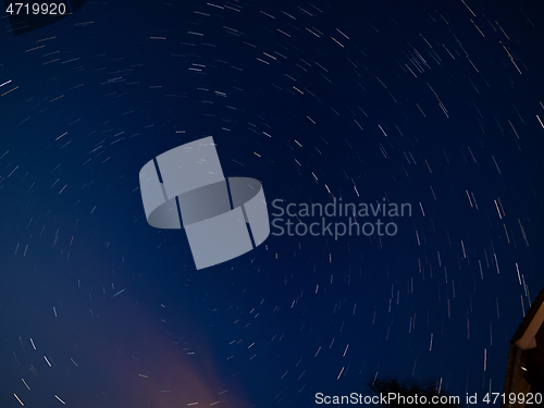 Image of Star Trails with Cloud and Meteors