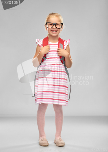 Image of happy student girl with school bag