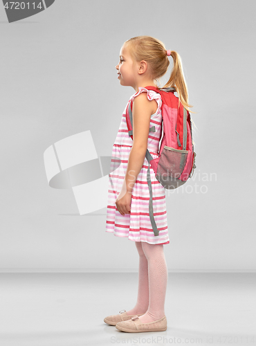 Image of happy student girl with school bag