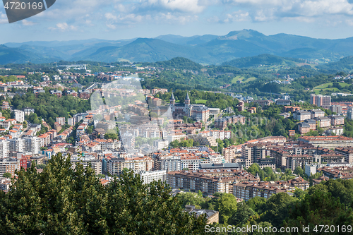 Image of Aerial view of San Sebastian, Donostia, Spain on a beautiful summer day