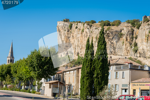 Image of MORNAS, FRANCE - JULY 19, 2020: The Fortress of Mornas, France on a beautiful summer day