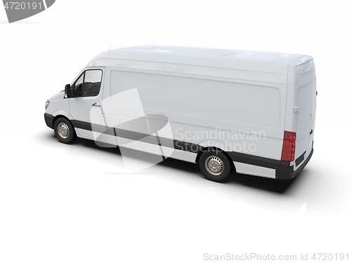 Image of White Commercial Delivery Truck isolated on White Background