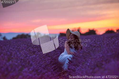 Image of woman portrait in lavender flower fiel