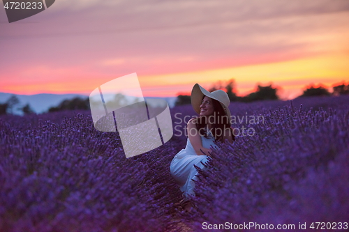 Image of woman portrait in lavender flower fiel