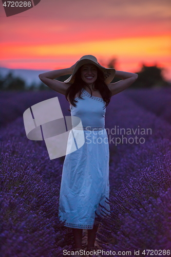 Image of woman portrait in lavender flower fiel