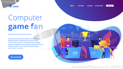 Image of E-sport fans concept landing page.