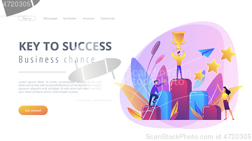 Image of Key to success concept landing page.