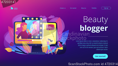 Image of Beauty blogger concept landing page.