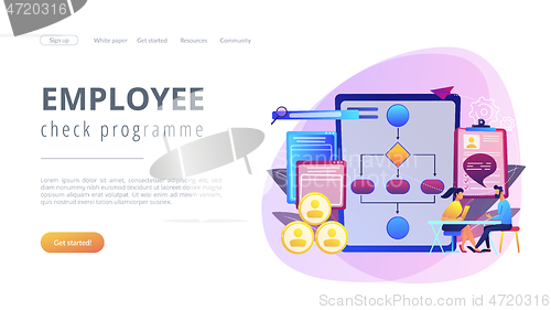 Image of Employee assessment software concept landing page.