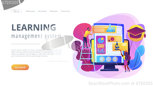 Image of Learning management system concept landing page.