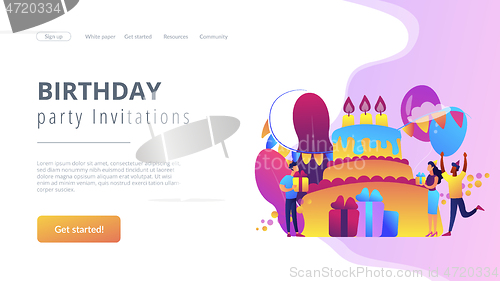 Image of Birthday party concept landing page.