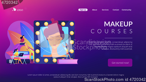 Image of Makeup courses concept landing page.