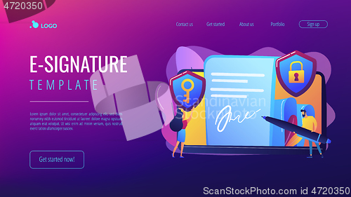 Image of Electronic signature concept landing page.