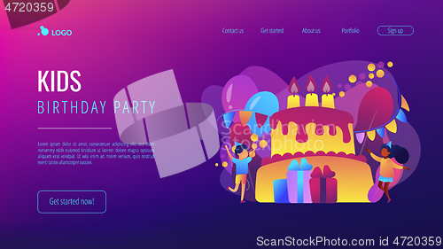 Image of Kids birthday concept landing page.