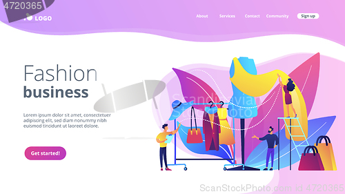 Image of Fashion industry concept landing page.