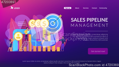 Image of Sales pipeline management concept landing page.