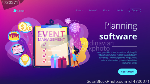 Image of Event management concept landing page.