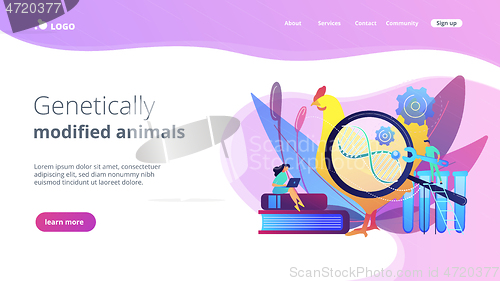 Image of Genetically modified animals concept landing page.