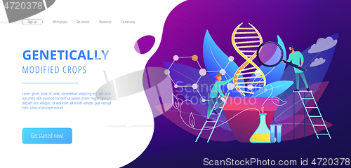 Image of Genetically modified plants concept landing page.
