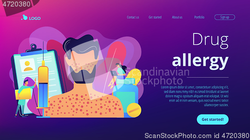 Image of Drug allergy concept landing page.