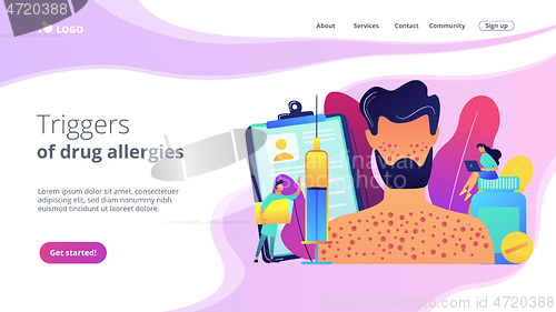 Image of Drug allergy concept landing page.